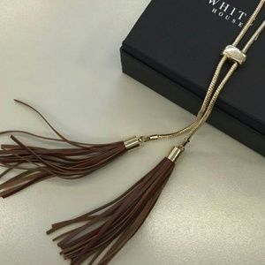 White house black market Leather tassel necklace